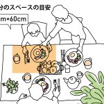 ダイニングテーブルの一人分のスペースの目安